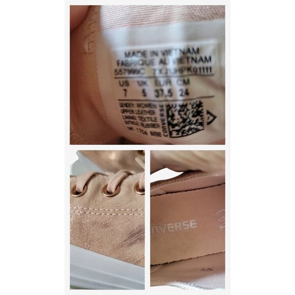 Converse All Star Women's Pink Shimmer/Rose Gold Canvas Low Top Lace-Up SZ 7 - Picture 10 of 10